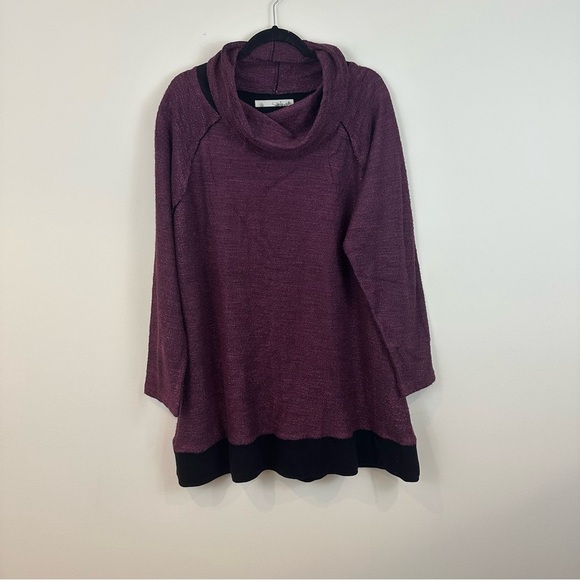 Aventura Purple Black Shaylee Cowl-Neck Long Sleeve Tunic Top Women's 3X - Picture 2 of 7